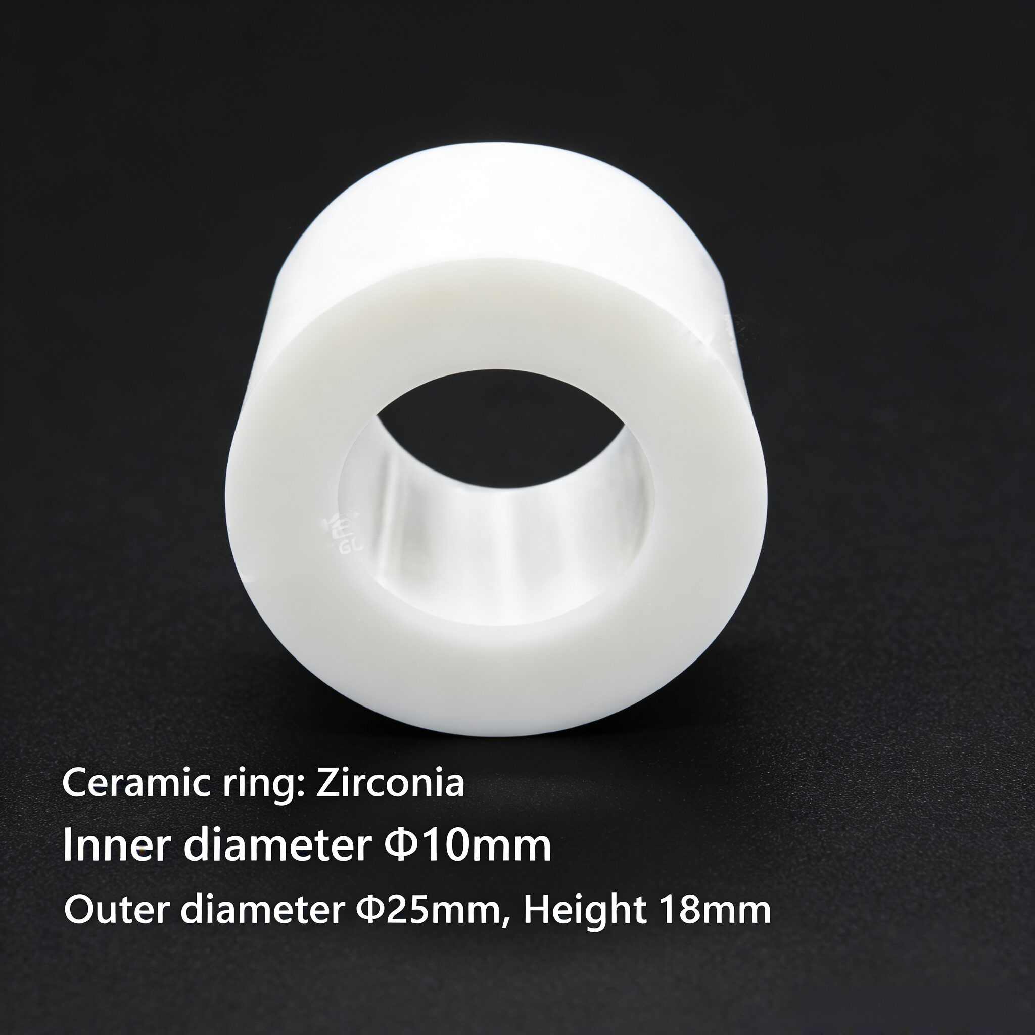 GT01-TC zirconia ceramic ring, inner diameter 10 mm, outer diameter 25 mm, height 18 mm