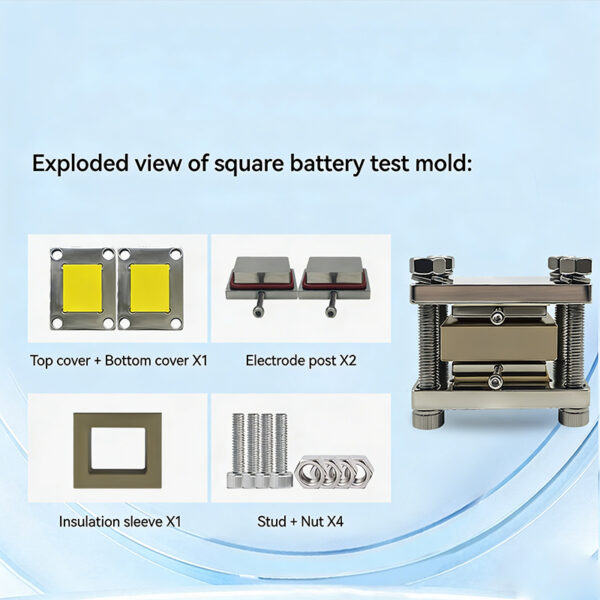 GT05 Square Solid-State Battery Test Cell – PEEK, 34×40mm, 500MPa | Xnergy