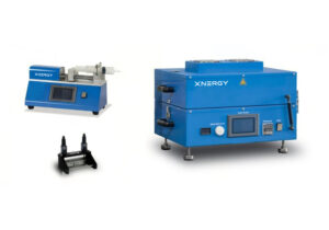 XN-SDC slot-die coating system with integrated extrusion feeding pump, dual vacuum chambers, PLC touch screen control and heating platform for battery electrode, solar cell and OLED thin-film research