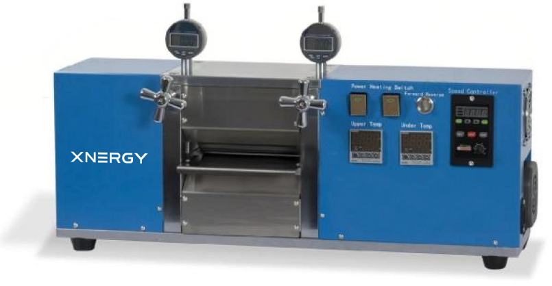 XN-HRPE-250 heated vertical roller press with dual-zone independent heating for laboratory battery electrode hot calendering