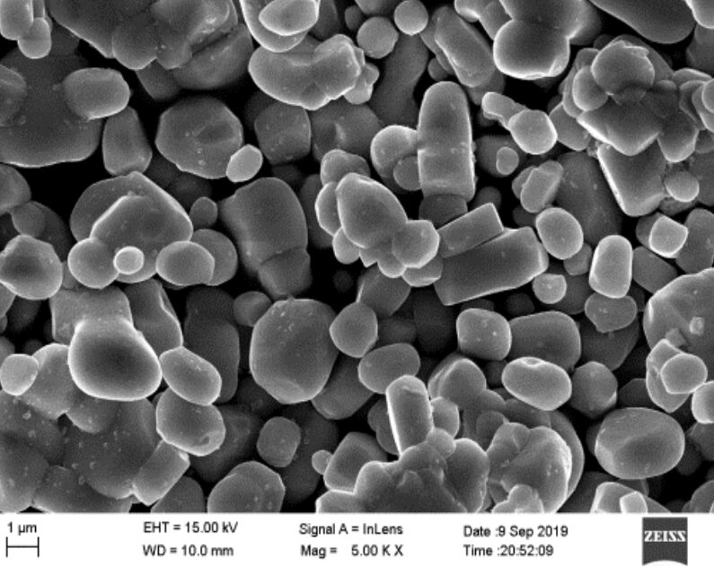 Zhenhua NCM523 single-crystal SEM 5.00 KX