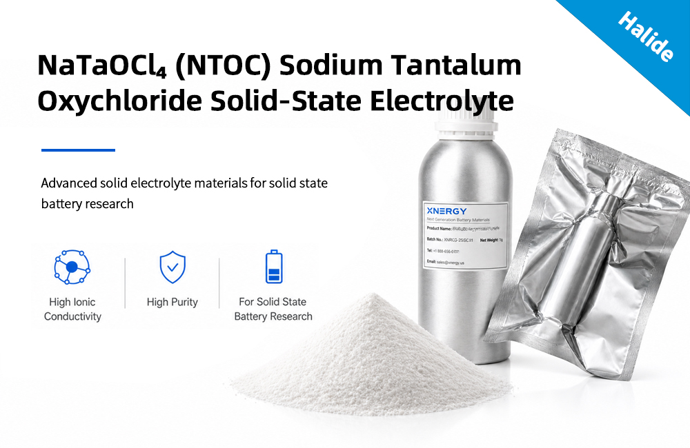 NaTaOCl4 (NTOC) sodium tantalum oxychloride solid-state electrolyte