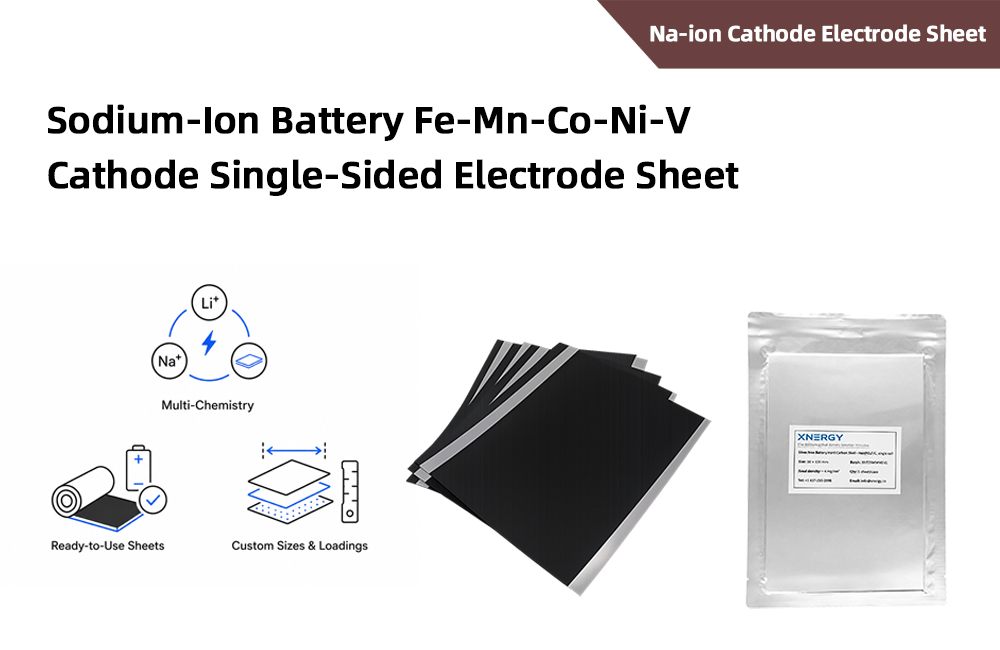 Sodium-Ion Battery Fe-Mn-Co-Ni-V Cathode Single-Sided Electrode Sheet