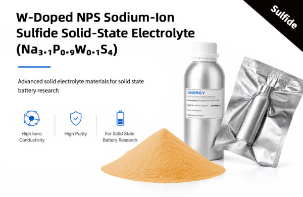 W-Doped-NPS-Sodium-Ion-Sulfide-Solid-State-Electrolyte-Na.P.W.S-2 W-Doped NPS Sodium-Ion Sulfide Solid-State Electrolyte (Na₃.₁P₀.₉W₀.₁S₄)