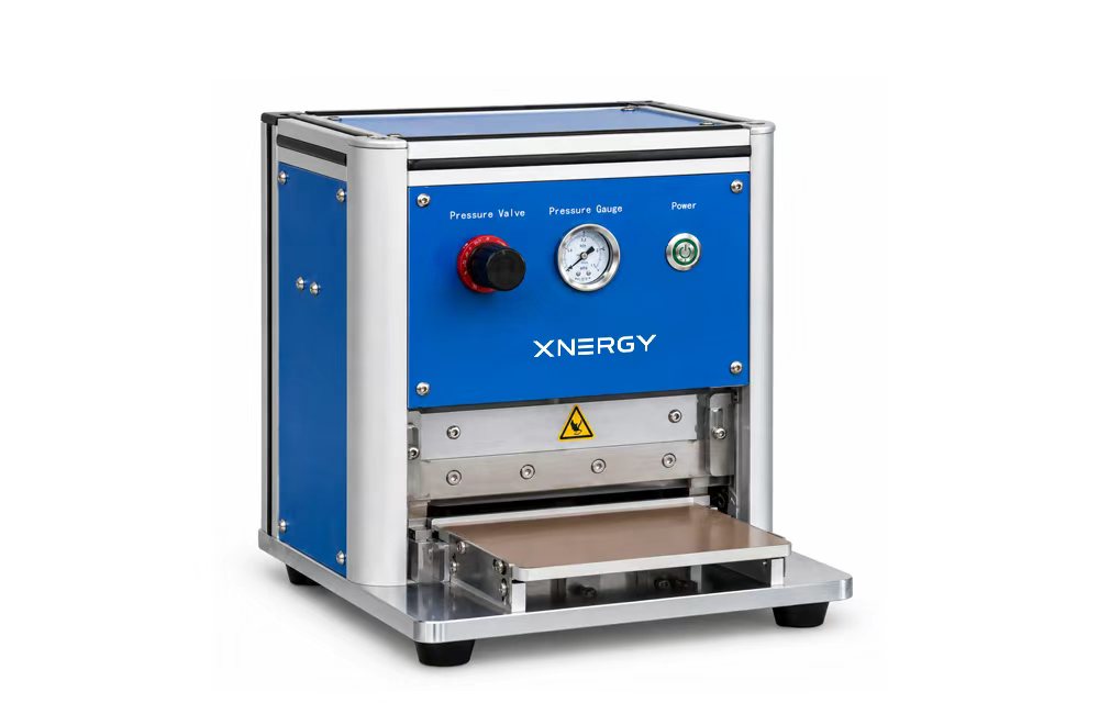 Xnergy XN-TRIM-400 dual-cylinder pneumatic pouch cell edge trimming machine