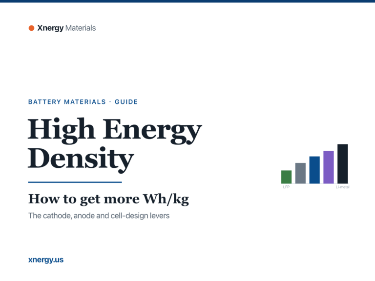 High Energy Density: how to get more Wh/kg - Xnergy Materials 2026 guide cover