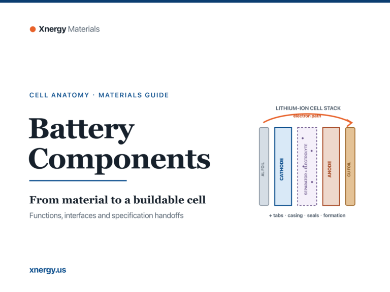 Lithium-ion battery components guide cover with exploded cell stack from aluminum foil to copper foil