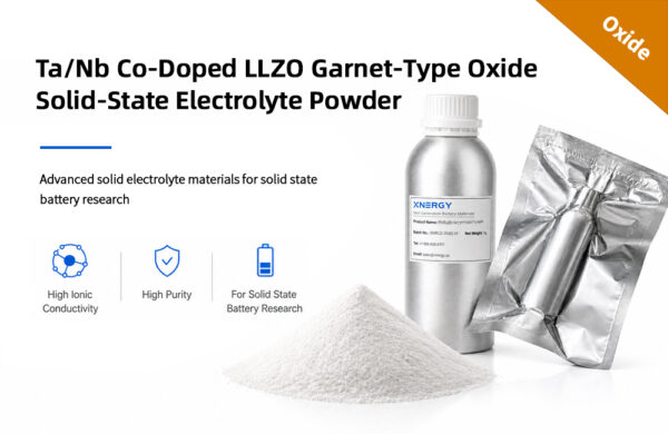 Xnergy Ta/Nb co-doped LLZO garnet-type oxide solid-state electrolyte powder