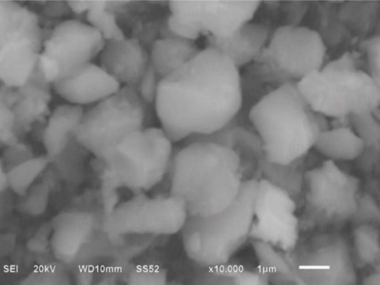 XN-LAGP powder SEM particle morphology at 10000 times magnification