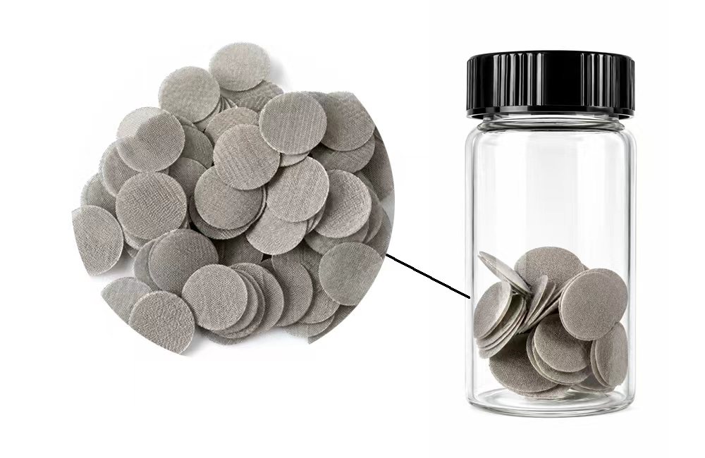 316 stainless steel mesh current collector discs XN-316MD in storage bottle