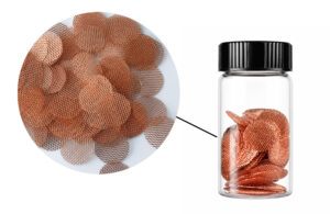 High-purity copper mesh electrode discs XN-CMD in storage bottle