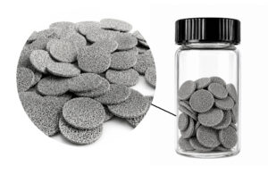 Porous nickel foam current collector discs XN-NF02 in storage bottle