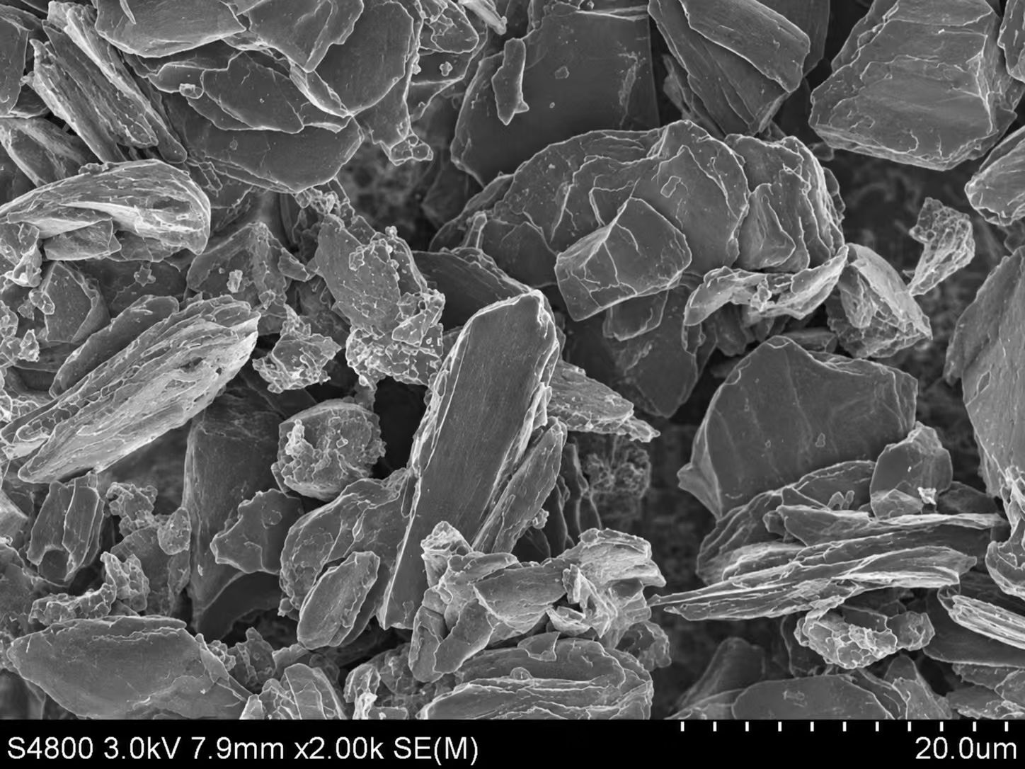 SEM morphology of XN-SiO-C-450 anode powder at 20 micrometer scale